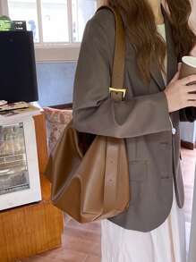 Túi vai màu trơn Có thể điều chỉnh được Thanh lịch - màu nâu - Xem 1