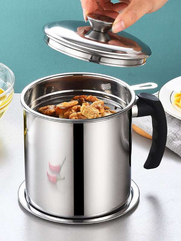 1pc Stainless Steel Oil Filter Pot