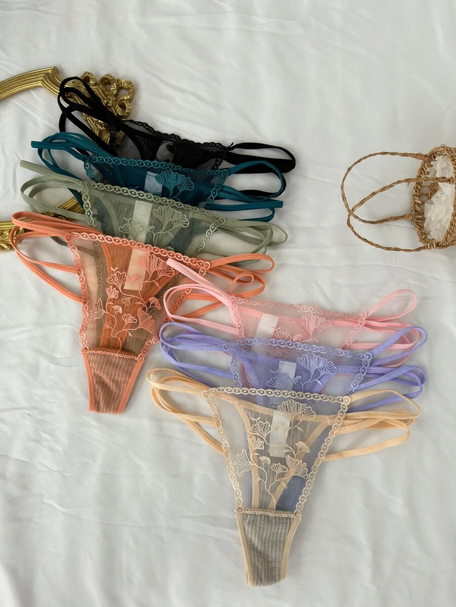 7pack Floral Lace Thong - Multicolor - View 1