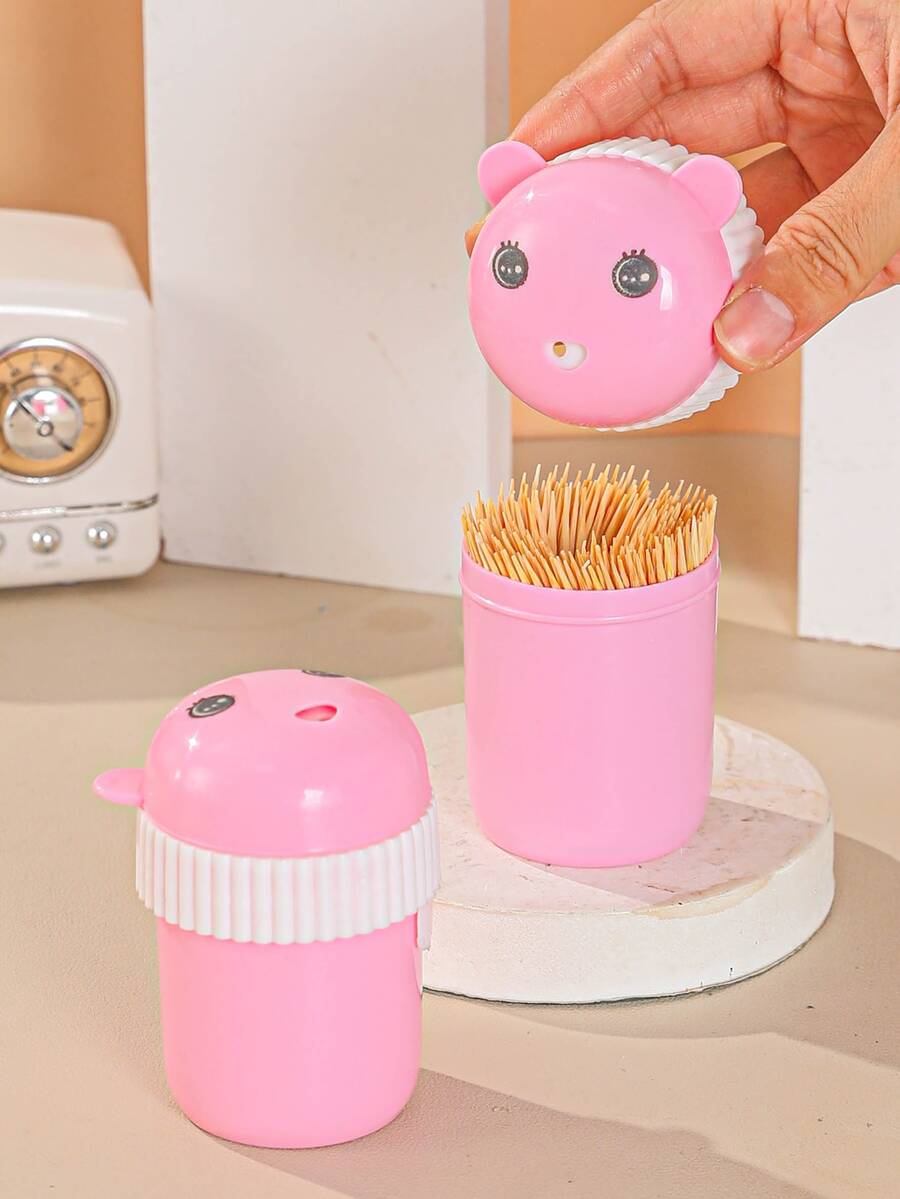 1pc Cartoon Design Portable Toothpick Holder - Multicolor - View 1