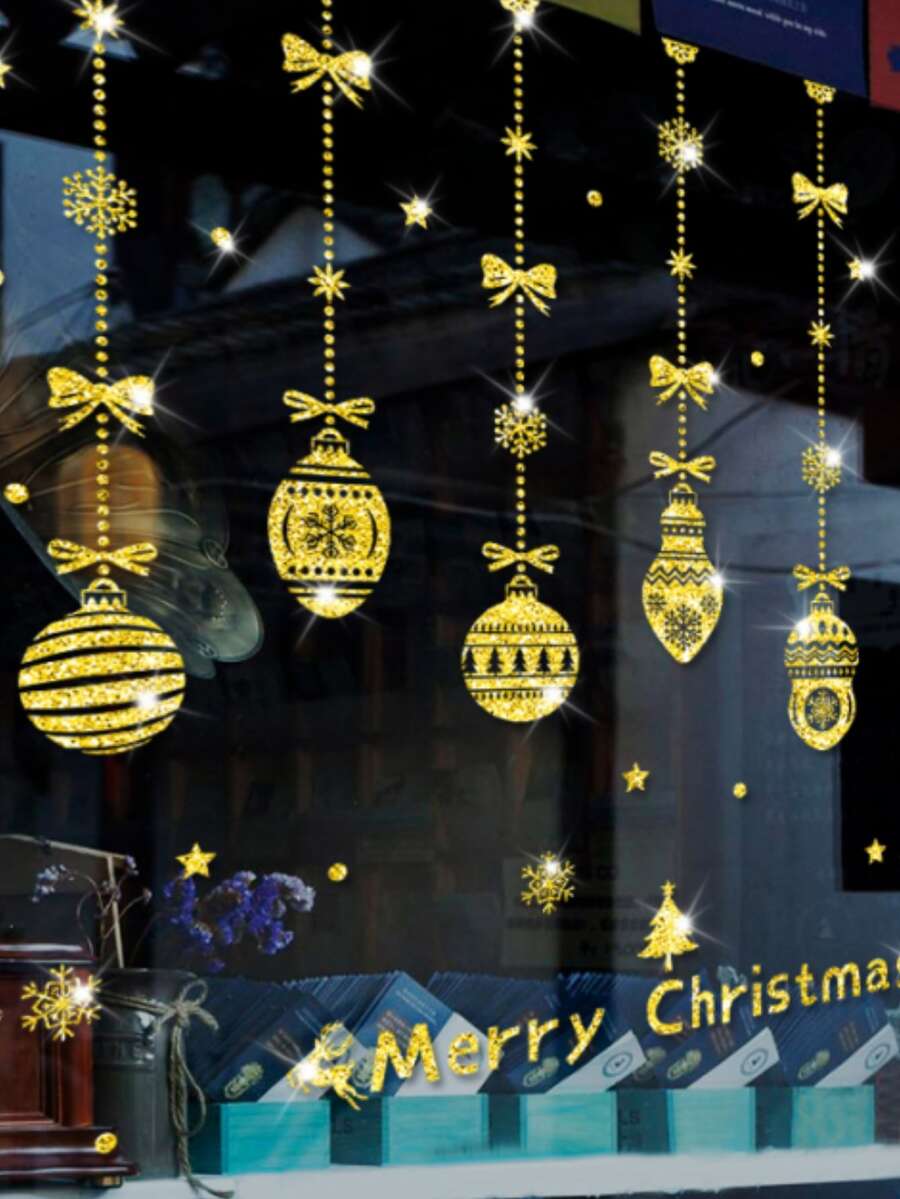 1pc Christmas Bow & Ball Pattern Decorative Film - Gold - View 1