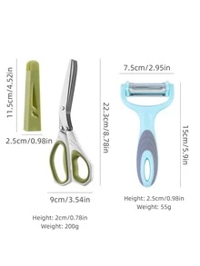1pc Stainless Steel Scissors & 1pc Peeler - Multicolor - View 3