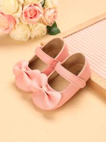 Baby Bow Decor Mary Jane Flats - Pink - View 1