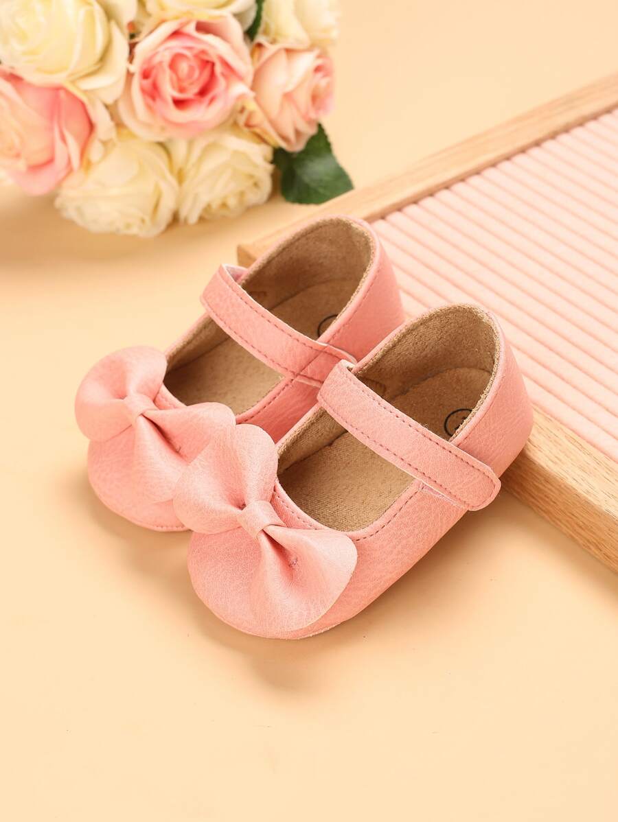 Baby Bow Decor Mary Jane Flats - Pink - View 1