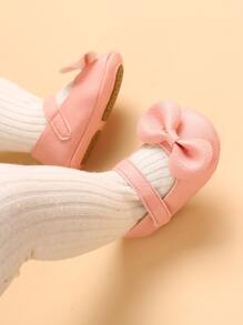 Baby Bow Decor Mary Jane Flats - Pink - View 3
