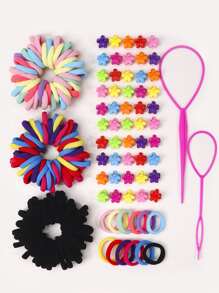 200入組小女童花朵設計髮飾套裝 - 彩色 - 查看 1