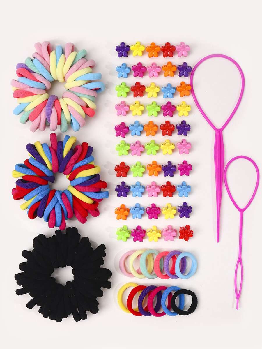 200入組小女童花朵設計髮飾套裝 - 彩色 - 查看 1