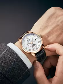 Poshi Men Round Pointer Quartz Watch - Rose Gold - View 2