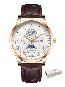 Poshi Men Round Pointer Quartz Watch - Rose Gold - View 3