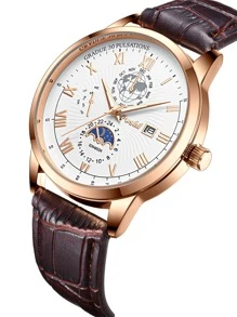 Poshi Men Round Pointer Quartz Watch - Rose Gold - View 4