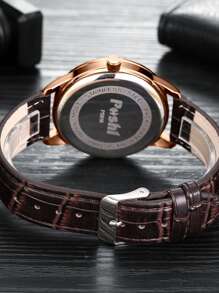 Poshi Men Round Pointer Quartz Watch - Rose Gold - View 6