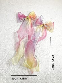 2 Piezas De Pasadores De Pelo De Cocodrilo Con Cinta De Malla De Colores Para Niñas, Color Al Azar, Ideales Para Accesorios Diarios, Vacaciones, Fiestas Y Bodas - Multicolor - Ver 4