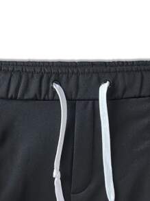 ROMWE MEN Quần thể thao Nam Dây kéo Túi Chia màu trơn - màu đen - Xem 3