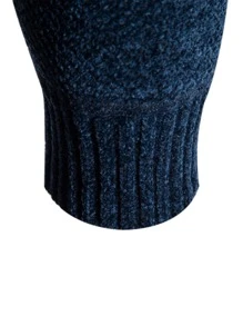 Manfinity Homme Men Casual Drawstring Hooded Thermal Lined Cardigan Going Out Plain Dark Blue Chunky Cardigan, For Husband, Boyfriend Gifts, Men Fleece Hoodie, Men Zip Up Hoodie, Men Winter Hoodie, Men Hooded Jacket, Blue Men Hoodie , Fall - Navy Blue - View 4