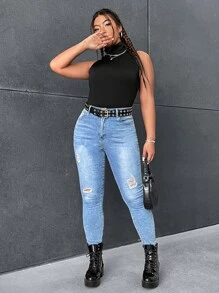 CovetEZ Body tank unicolor de cuello cisne - Negro - Ver 4