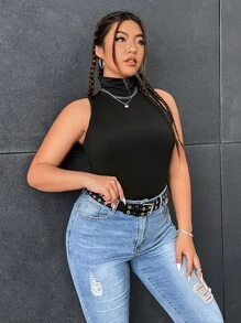 CovetEZ Body tank unicolor de cuello cisne - Negro - Ver 5