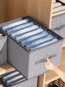 1pc Cartoon Graphic Clothes Storage Box, Grey Pants Organizer For Household - Grey - View 2