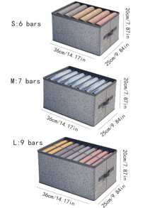 1pc Cartoon Graphic Clothes Storage Box, Grey Pants Organizer For Household - Grey - View 3