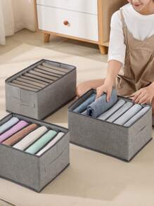 1pc Cartoon Graphic Clothes Storage Box, Grey Pants Organizer For Household - Grey - View 4