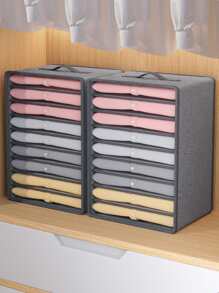 1pc Cartoon Graphic Clothes Storage Box, Grey Pants Organizer For Household - Grey - View 5