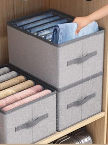 1pc Cartoon Graphic Clothes Storage Box, Grey Pants Organizer For Household - Grey - View 6