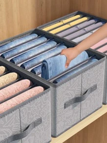 1pc Cartoon Graphic Clothes Storage Box, Grey Pants Organizer For Household - Grey - View 7