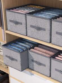 1pc Cartoon Graphic Clothes Storage Box, Grey Pants Organizer For Household - Grey - View 8