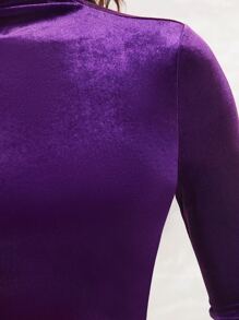 SHEIN BAE Áo thun nữ màu trơn Buổi tiệc - Màu tím  Violet - Xem 6