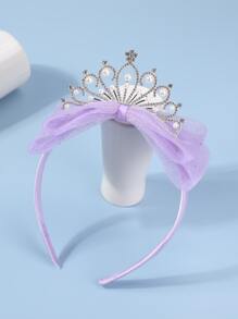 1pc Girls' Ethereal Bowknot Crown Sequin Headband - Purple - View 3