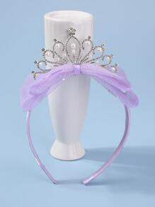 1pc Girls' Ethereal Bowknot Crown Sequin Headband - Purple - View 4