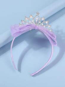 1pc Girls' Ethereal Bowknot Crown Sequin Headband - Purple - View 2