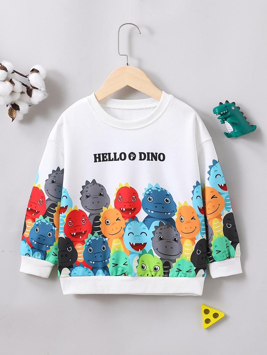 小男童恐龍和字母圖案套頭衫