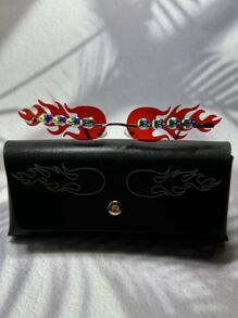 Hombres con diseño de diamante de imitación fuego Lentes Gafas de moda - Multicolor - Ver 1