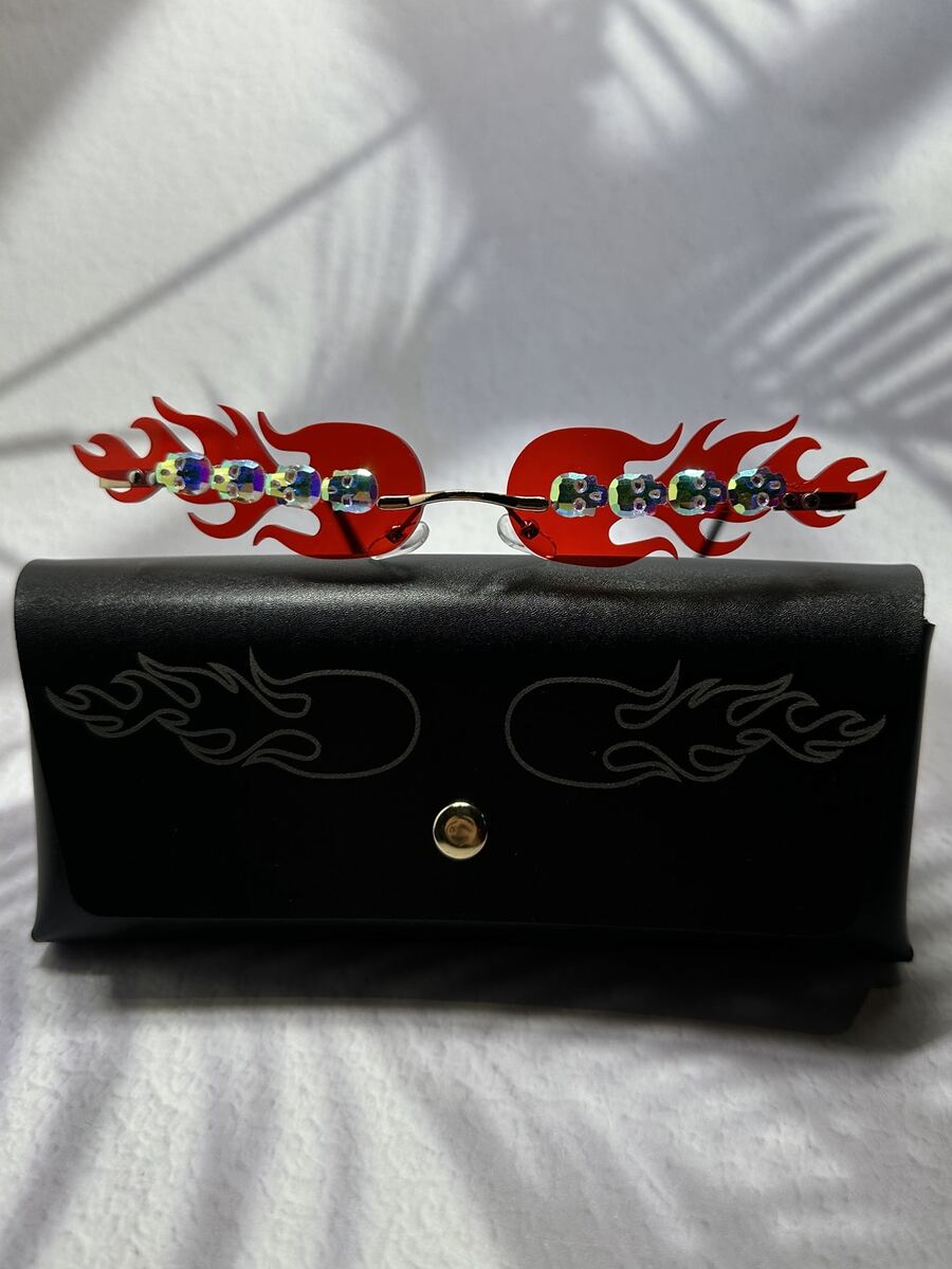 Hombres con diseño de diamante de imitación fuego Lentes Gafas de moda - Multicolor - Ver 1