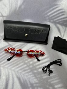 Hombres con diseño de diamante de imitación fuego Lentes Gafas de moda - Multicolor - Ver 2