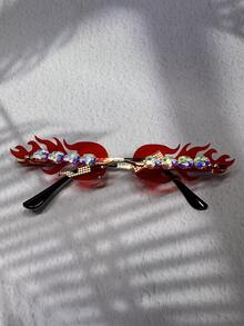 Hombres con diseño de diamante de imitación fuego Lentes Gafas de moda - Multicolor - Ver 6