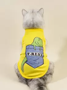 Coffeeman 女孩風格卡通圖形寵物背心 - 彩色 - 查看 1