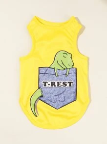 Coffeeman 女孩風格卡通圖形寵物背心 - 彩色 - 查看 2