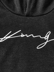 SHEIN Baby Boy Letter Graphic Hoodie & Joggers - Black - View 3