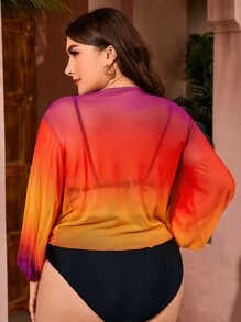Plus Ombre Knot Front Kimono - Multicolor - View 2