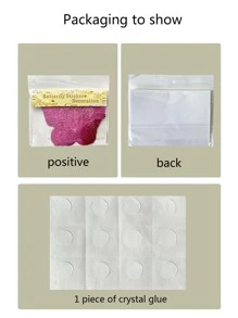 12入組鏤空蝴蝶貼紙 - 玫紅色 - 查看 5