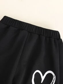 Girls Heart Print Joggers - Black - View 4