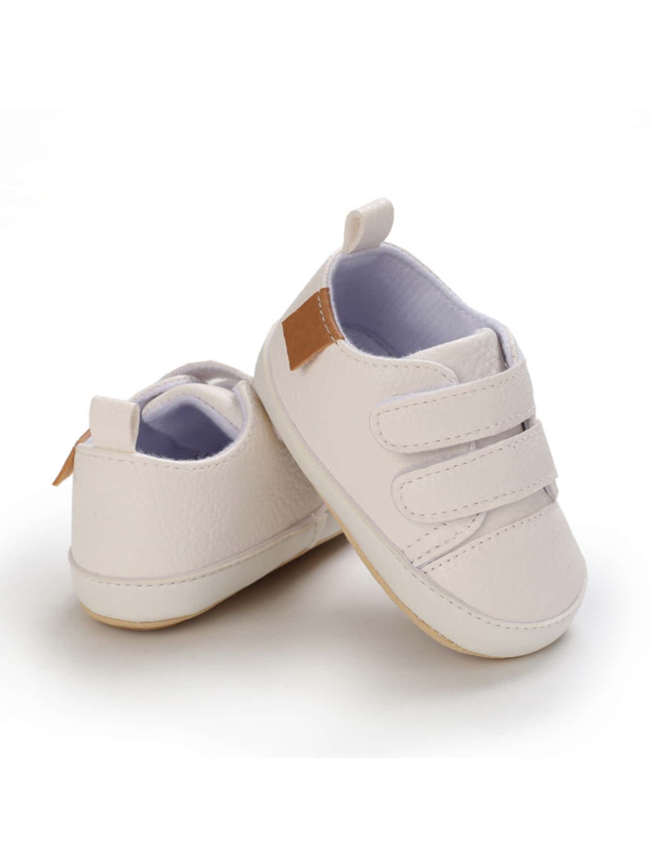 Baby Stitch Detail Hook-and-loop Fastener Slip-On Shoes - Beige - View 1