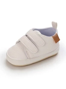 Baby Stitch Detail Hook-and-loop Fastener Slip-On Shoes - Beige - View 4