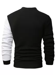 Manfinity Mode Men 1pc Colourblock Zip Up Coat - Black - View 2