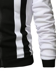 Manfinity Mode Men 1pc Colourblock Zip Up Coat - Black - View 4