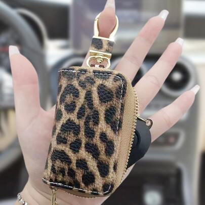 优质男女通用豹纹鳄鱼纹商务钥匙扣，适用于起亚、雪佛兰、奥迪、奔驰、菲亚特、宝马、标致