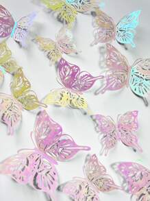 12pcs Hollow Out Butterfly Sticker - Multicolor - View 1
