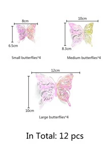 12pcs Hollow Out Butterfly Sticker - Multicolor - View 4