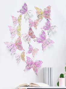 12pcs Hollow Out Butterfly Sticker - Multicolor - View 5